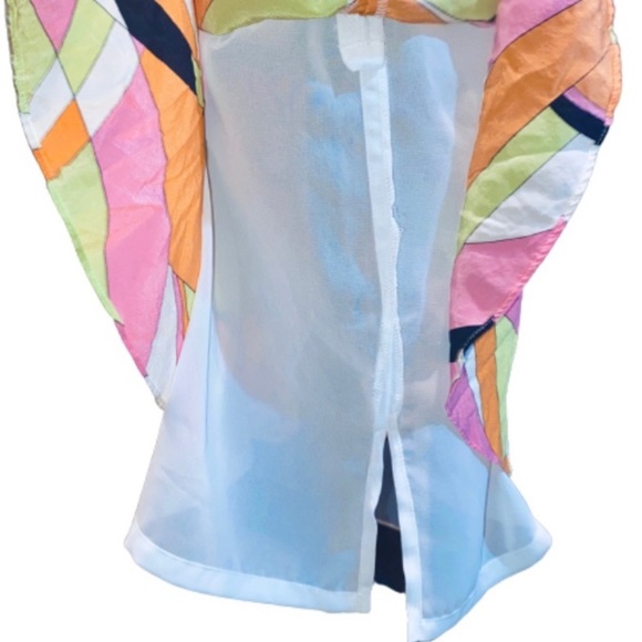 Talbots Petites 100% Silk Women 10 Vintage Abstract Ruffle Pink Slip MIDI Skirt - Picture 7 of 15